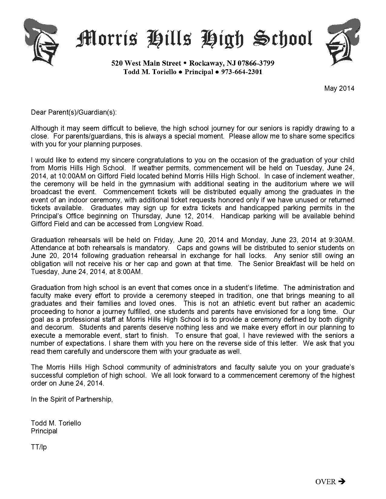 graduation letter for parents