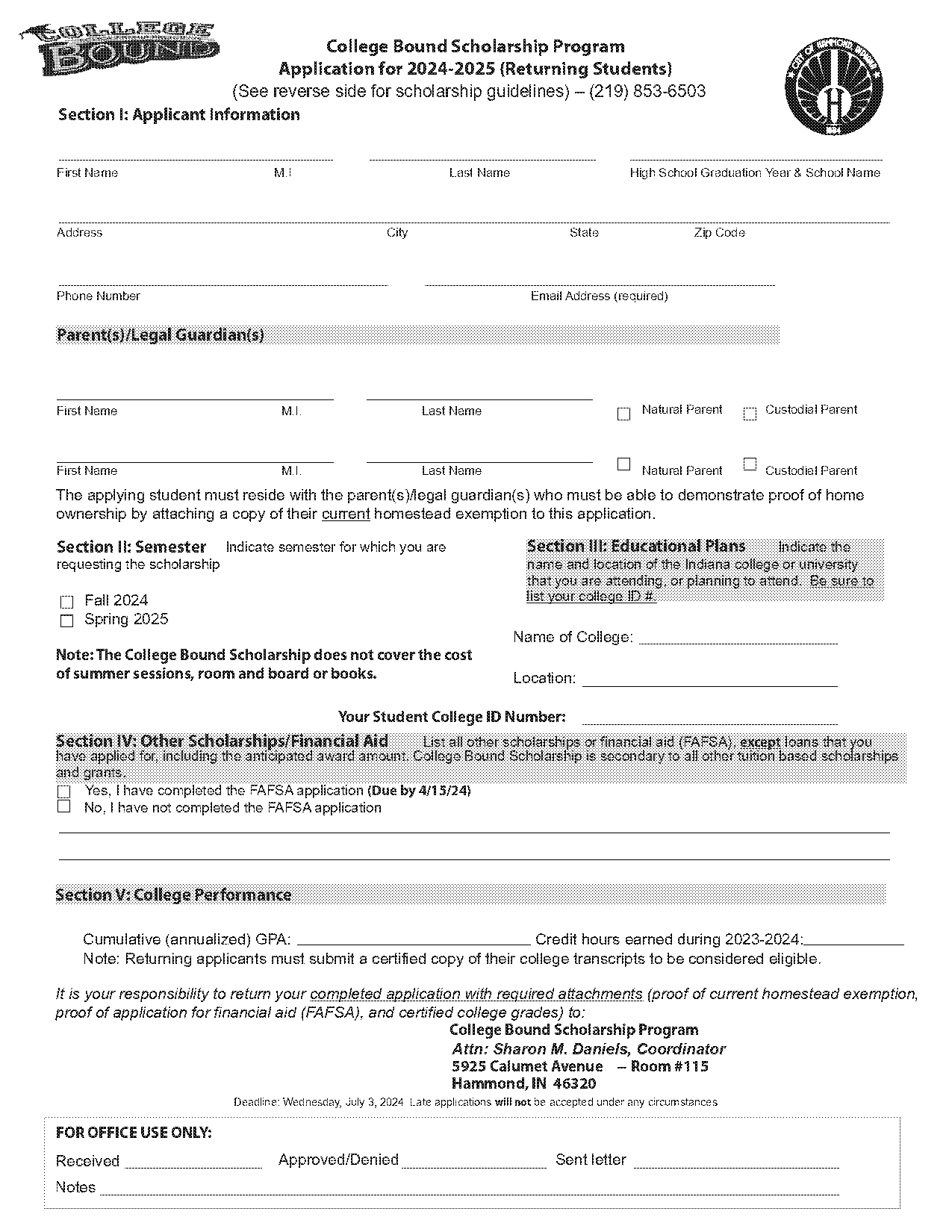 college bound scholarship application pdf