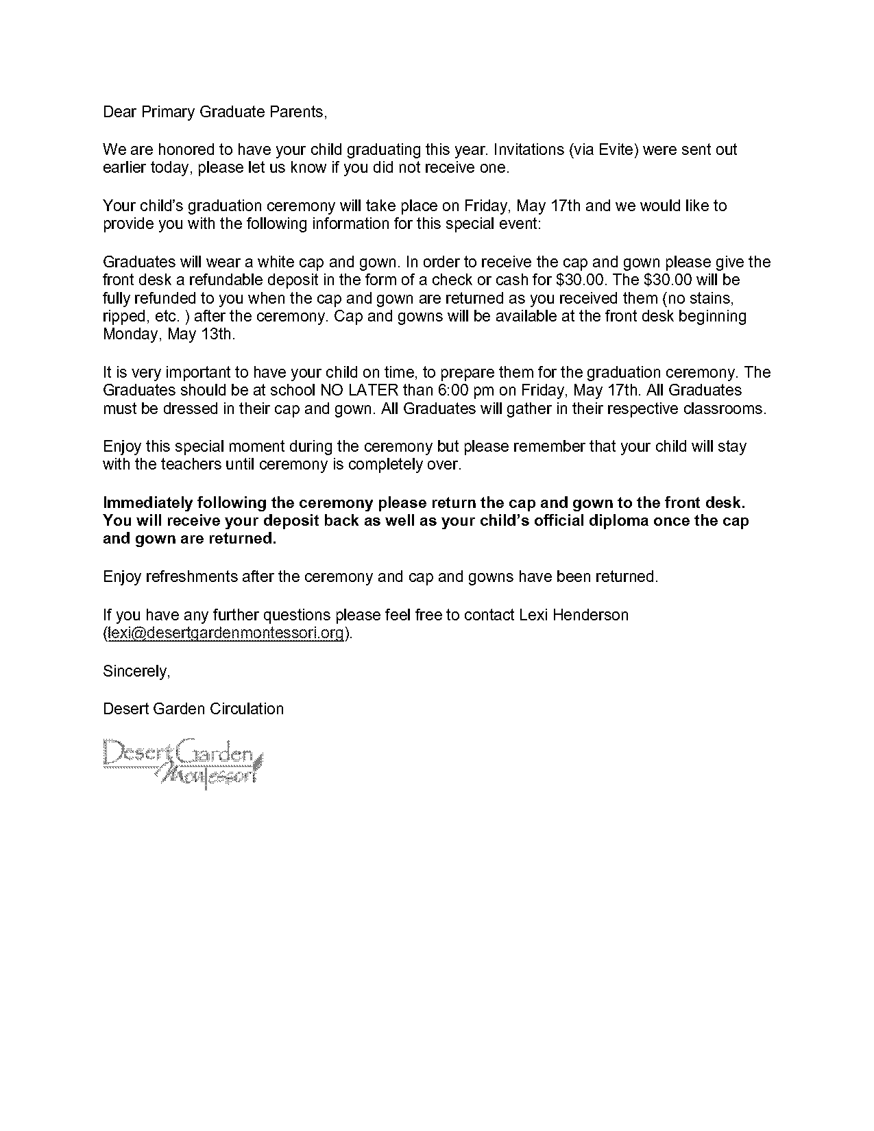 graduation letter for parents