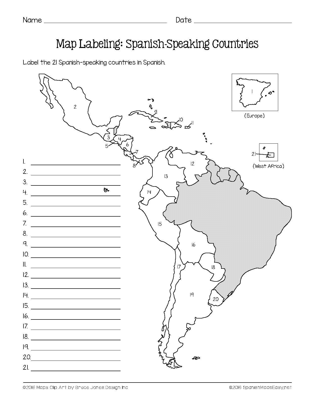 blank continent map worksheet