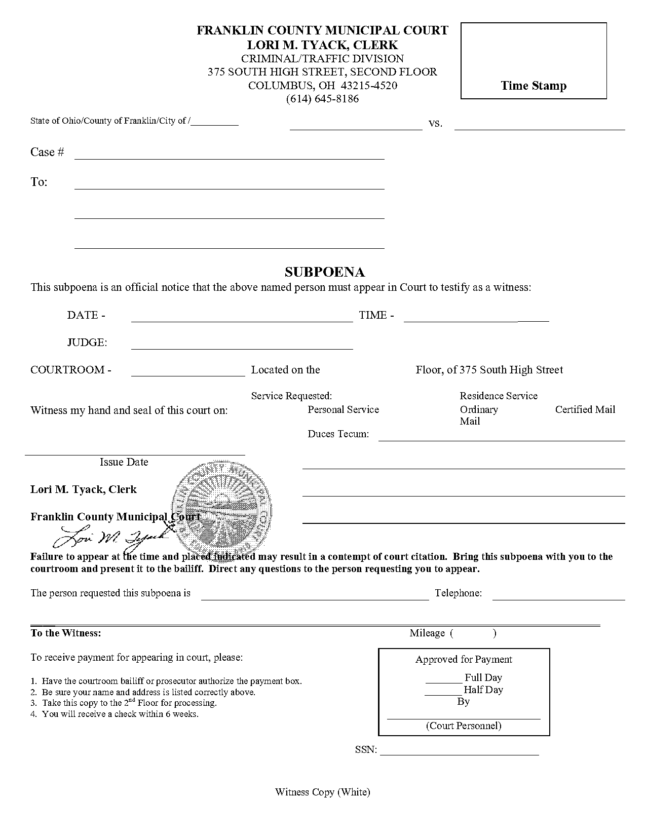 subpoena for traffic court