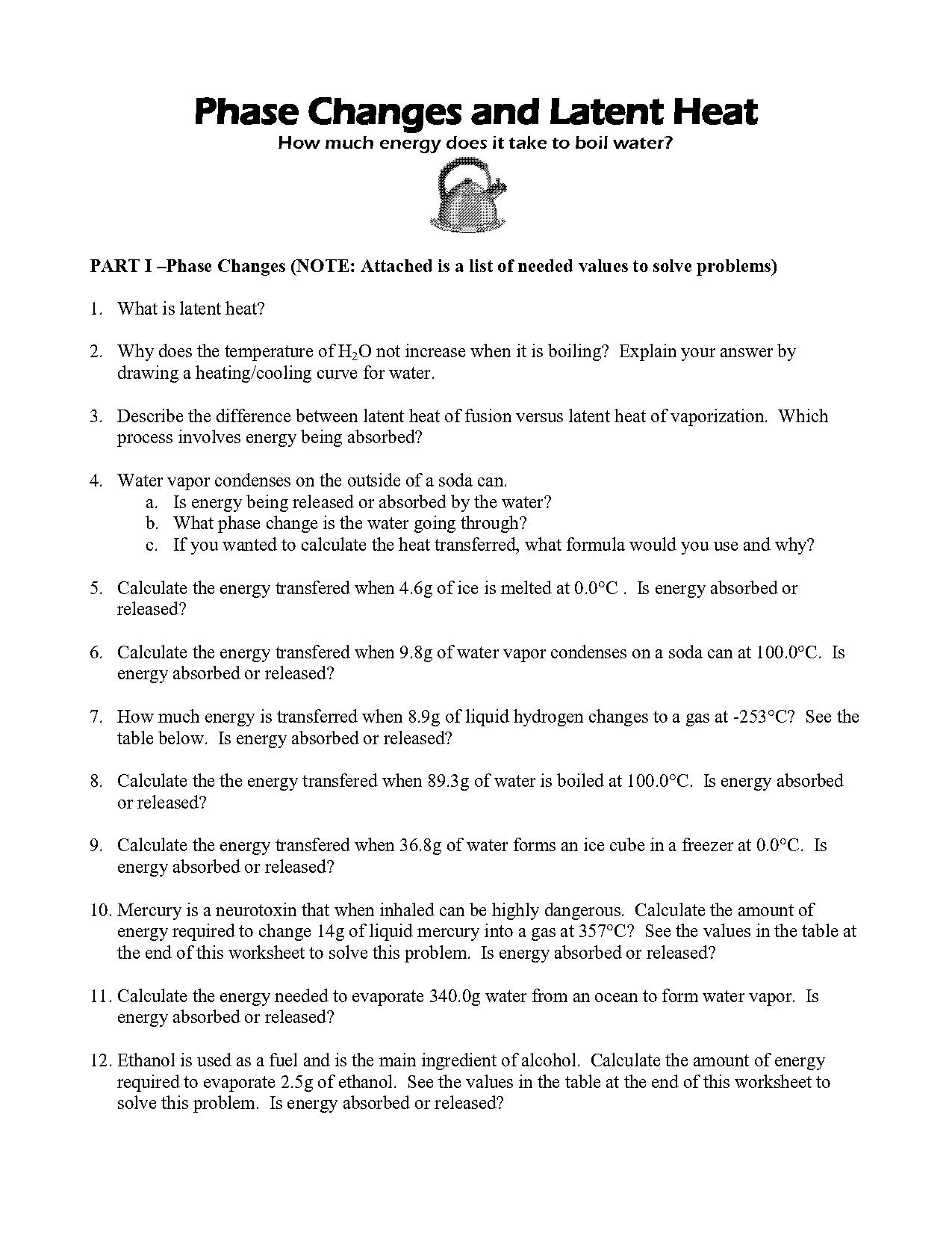 phase change practice problems worksheet