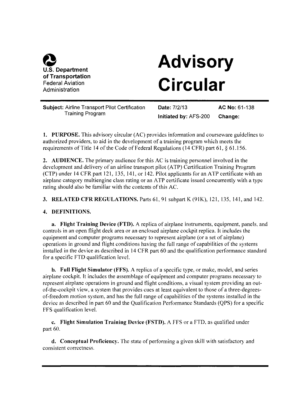 faa atp minimum requirements