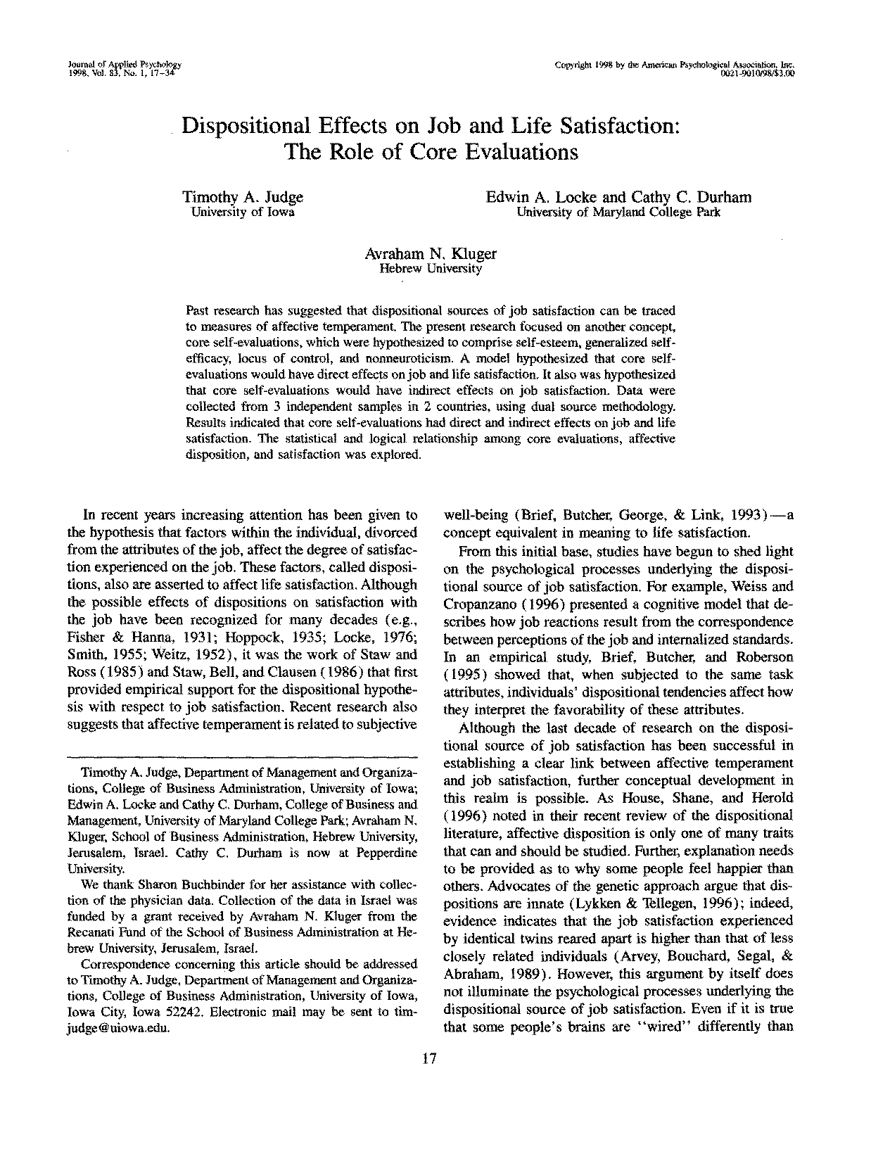 durham locke and judge core self evaluation