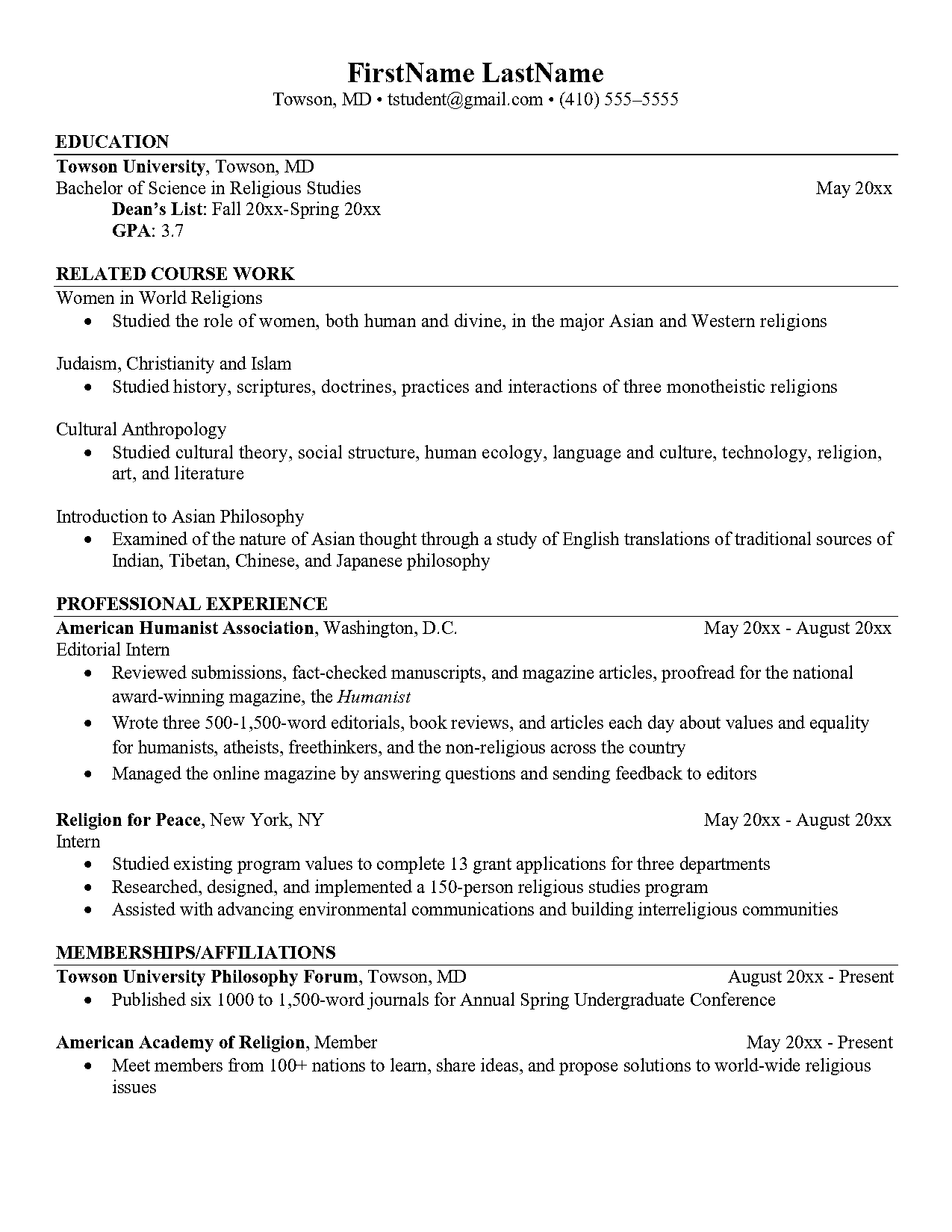 masters degree in theology sample resume