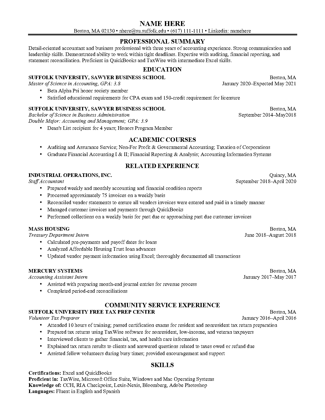 accounting assistant resume skills