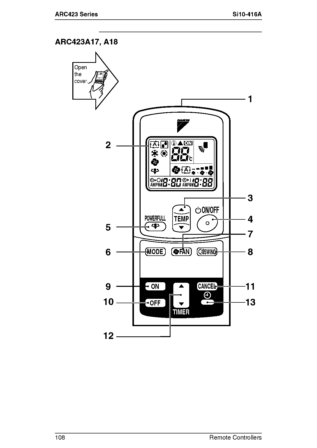 daikin air conditioner remote control instructions