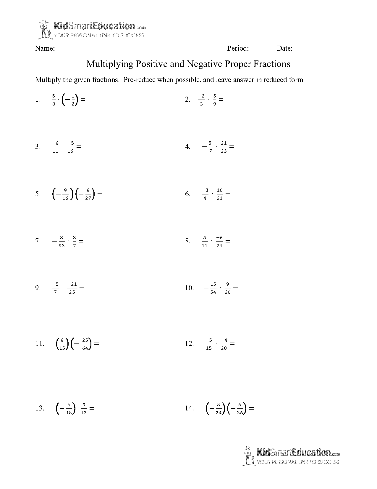 negative and positive multiplication worksheets