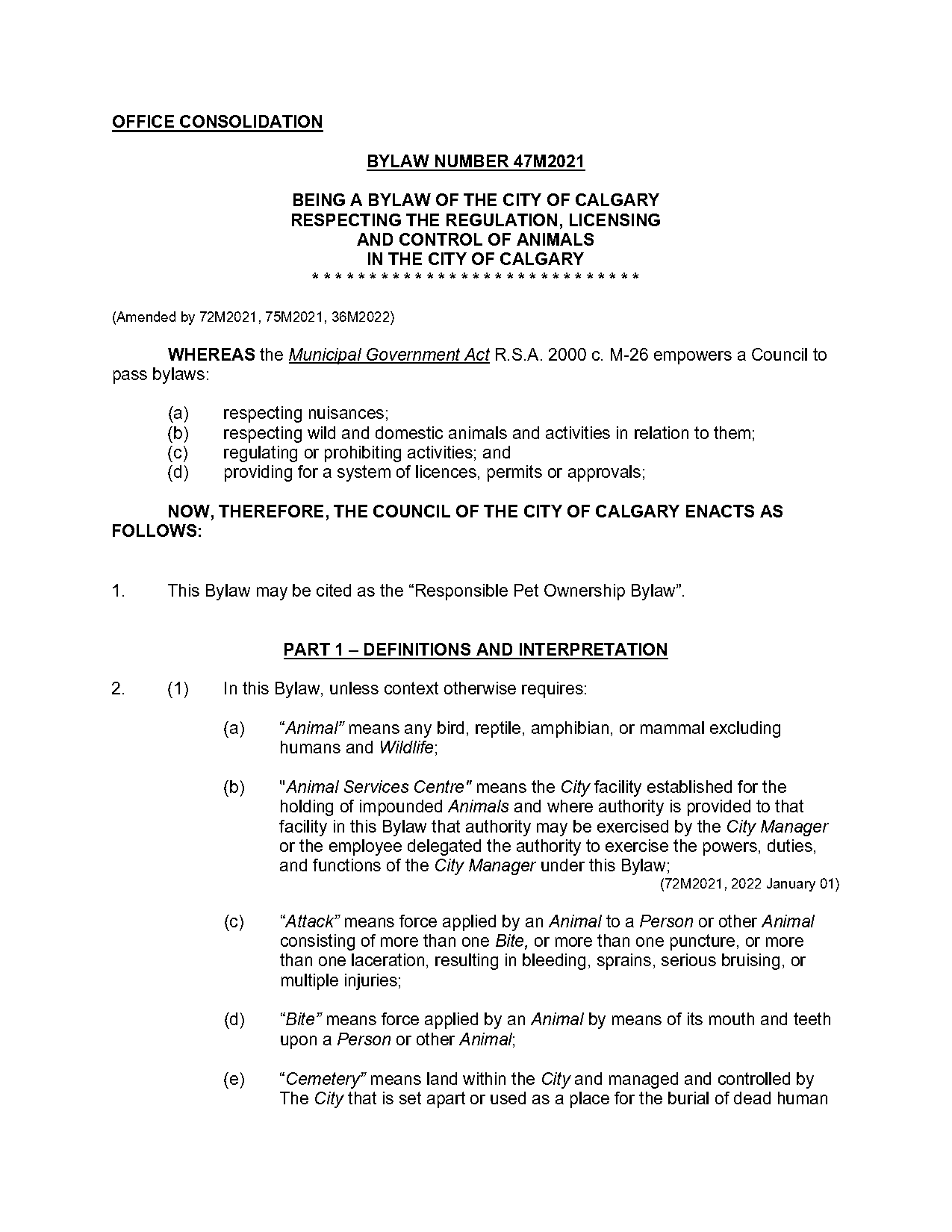 city of calgary cemetery bylaws