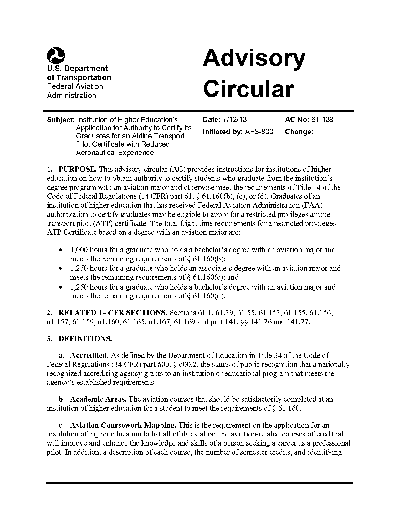 faa atp minimum requirements