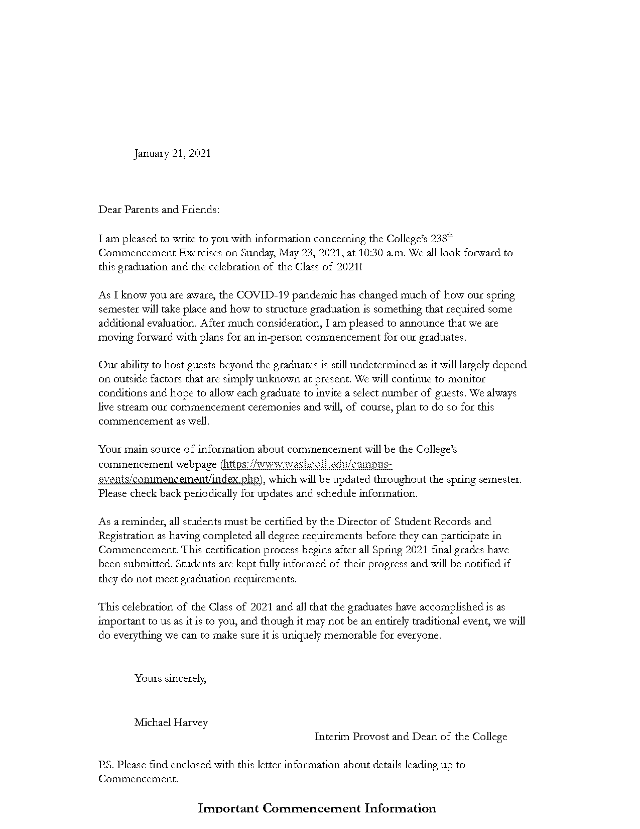 graduation letter for parents