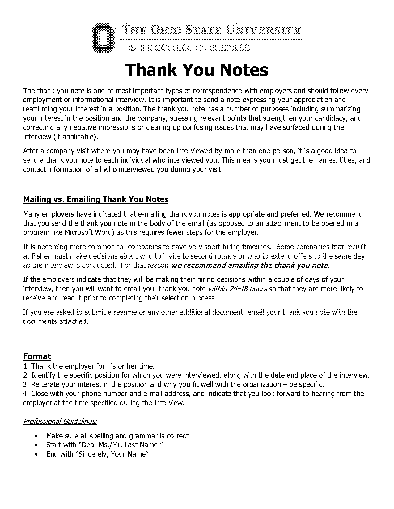 medical school thank you note sample