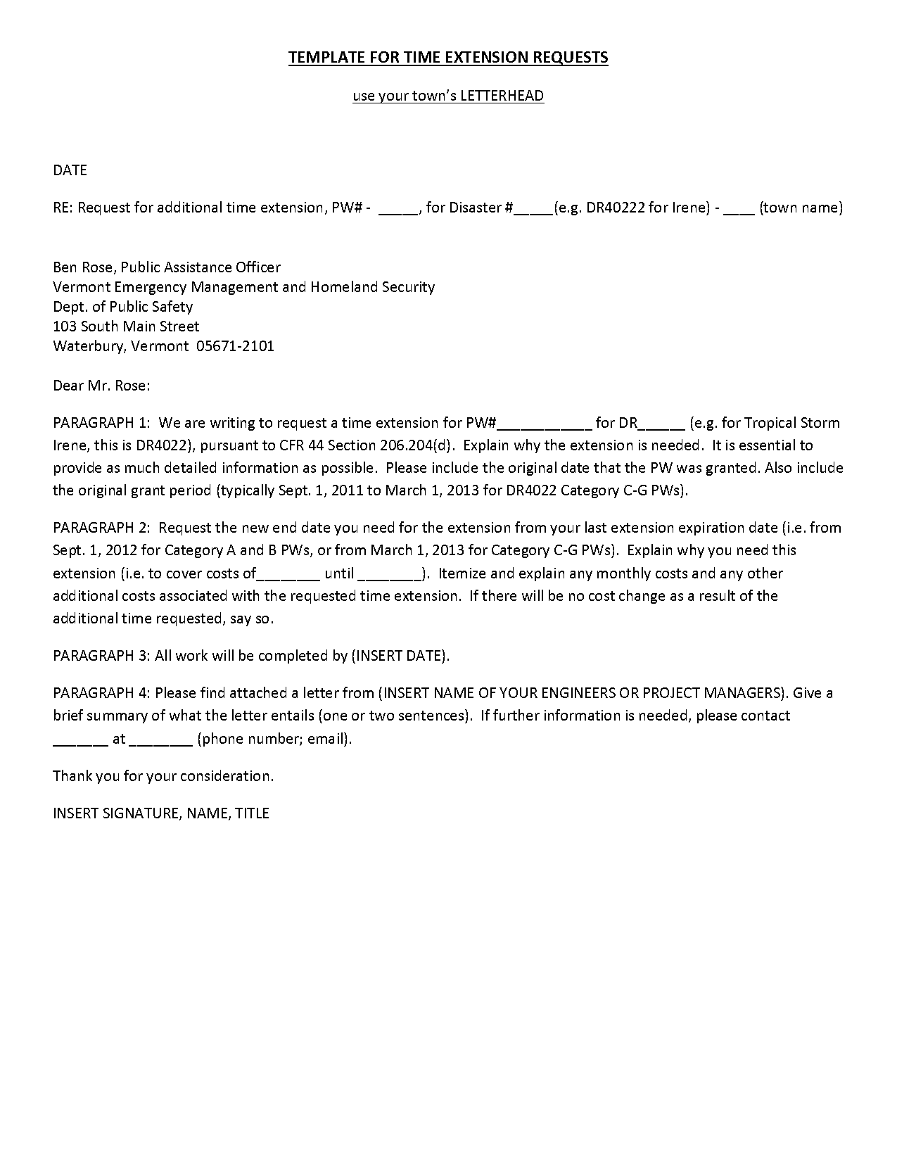 job extension request letter sample