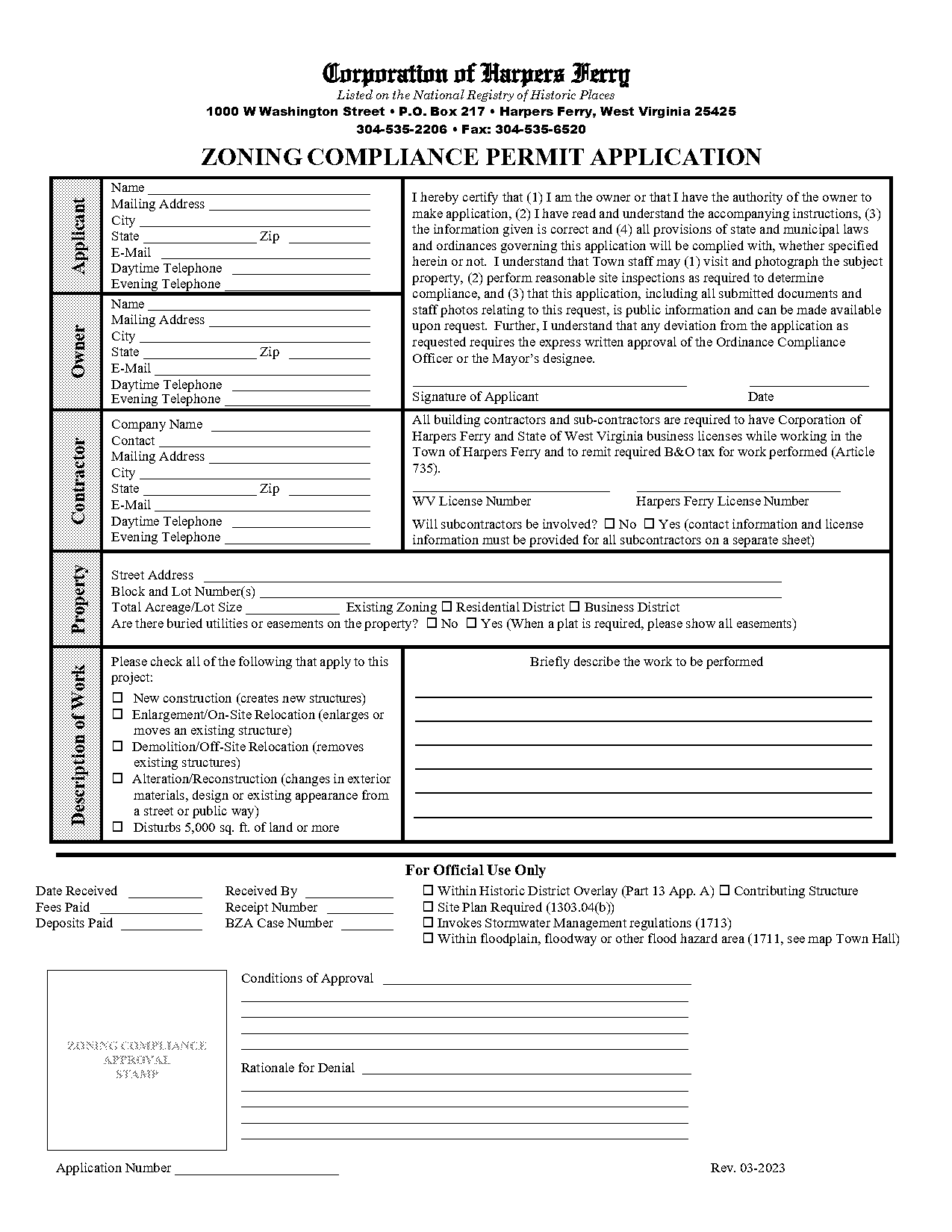 application for ferry permit