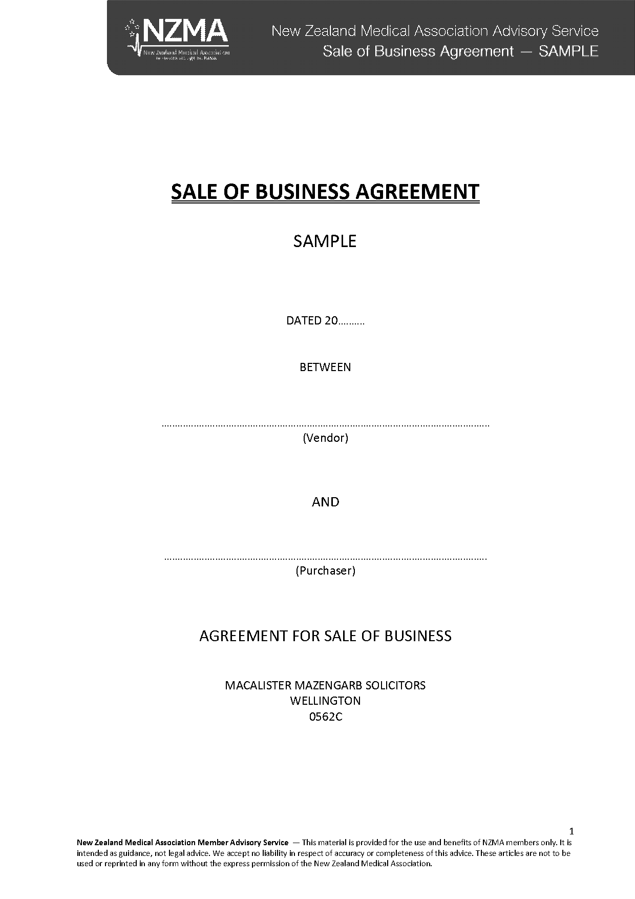 business sale agreement word