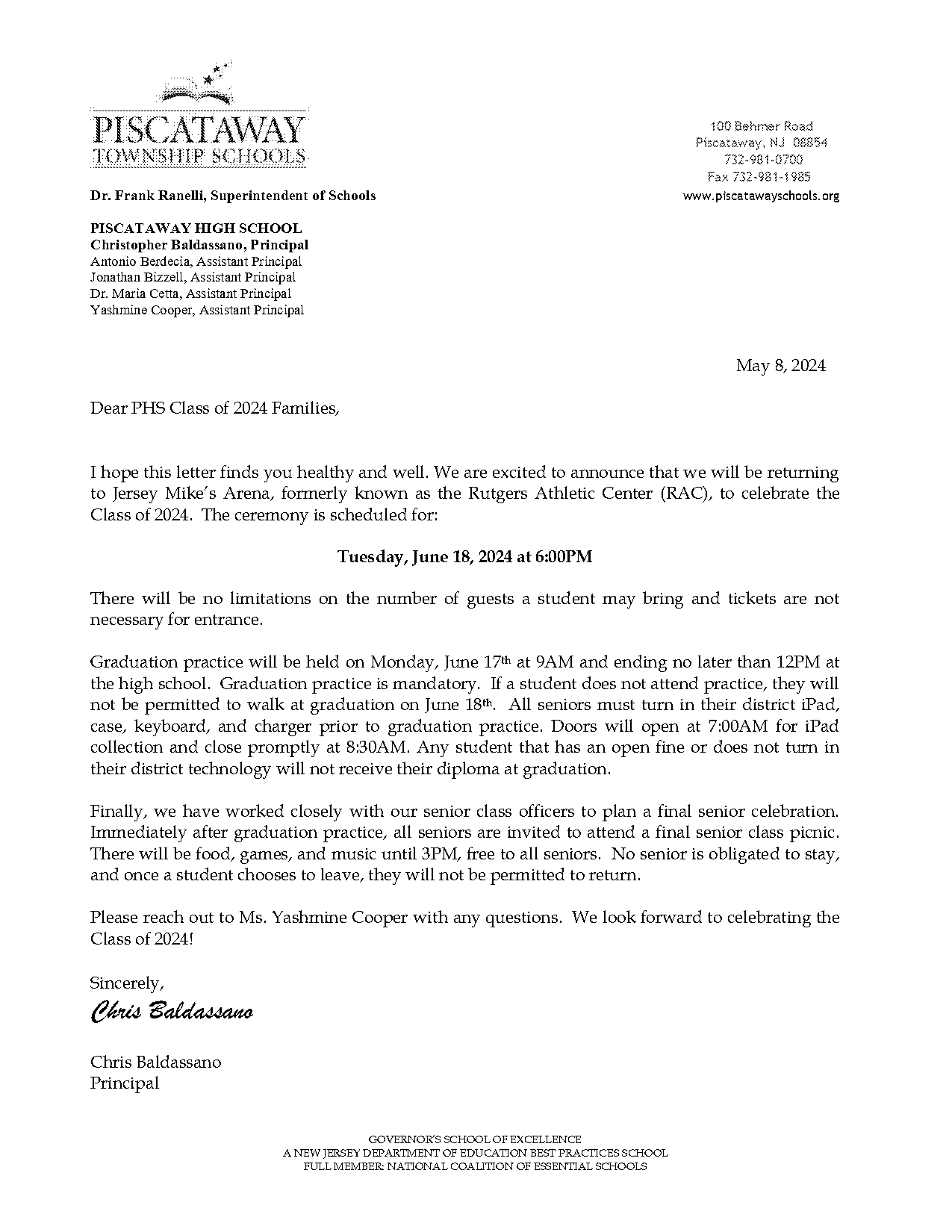 graduation letter for parents