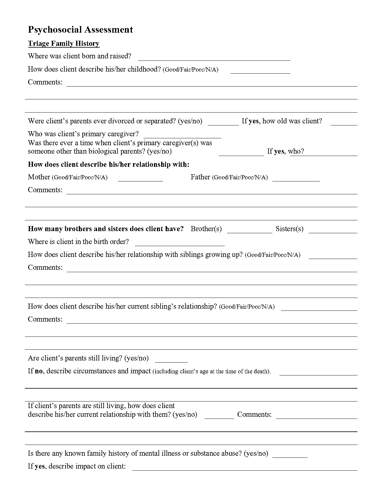 psychosocial needs assessment questionnaire