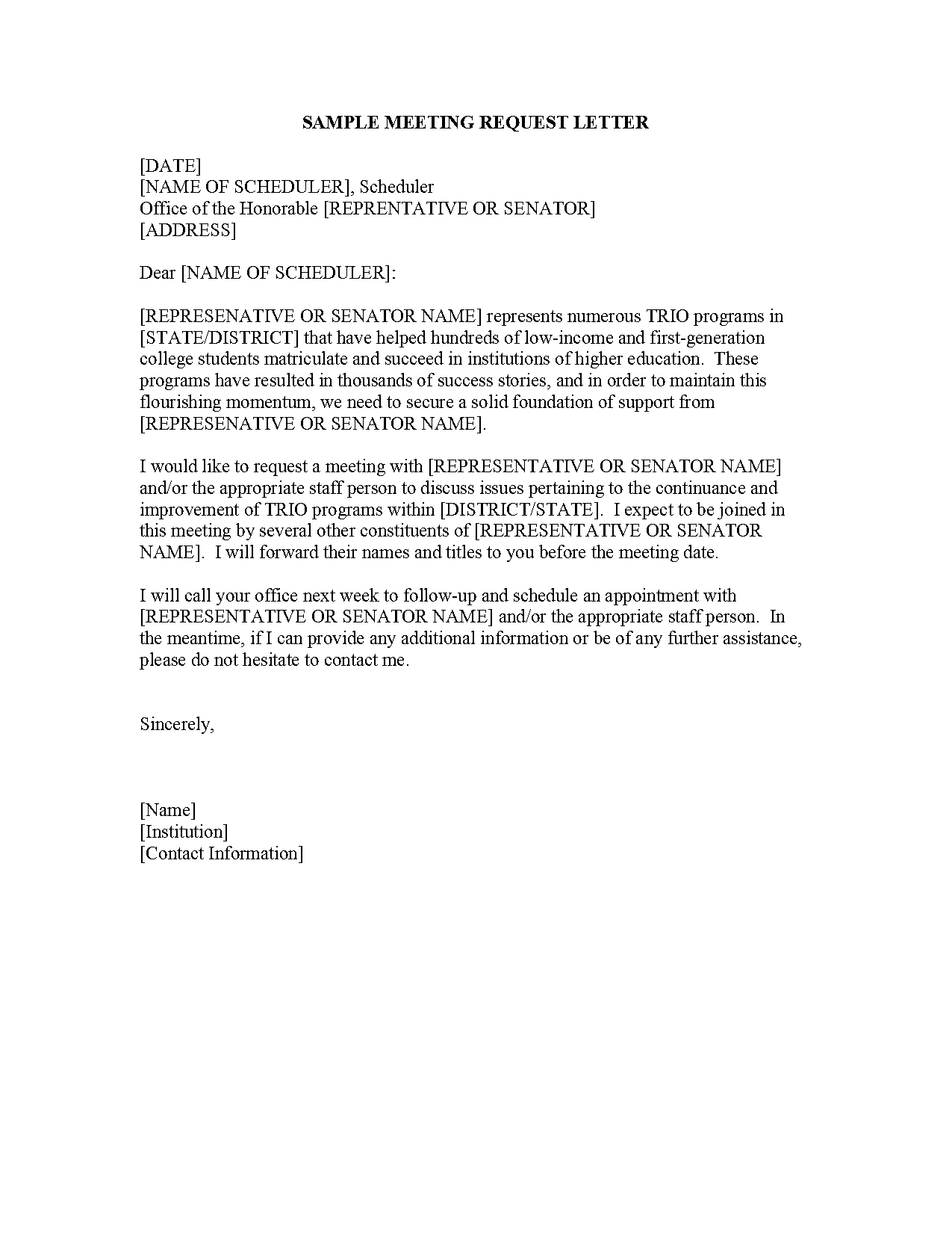 courtesy meeting request letter sample