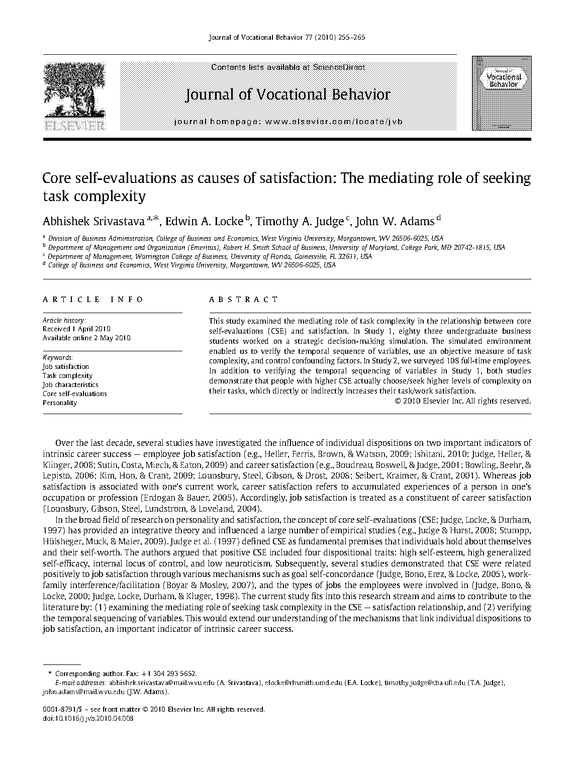 durham locke and judge core self evaluation