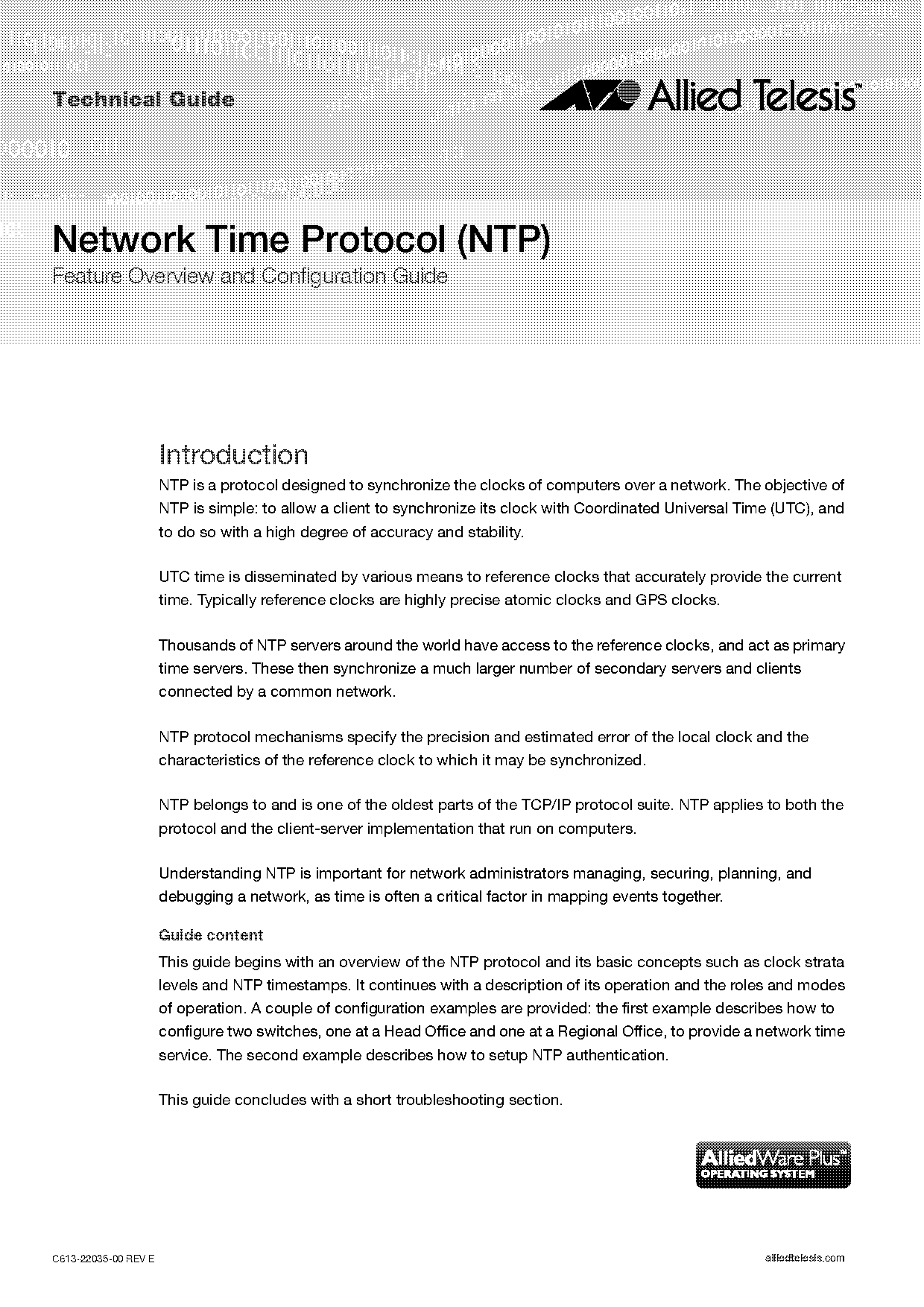 network time protocol aims and features