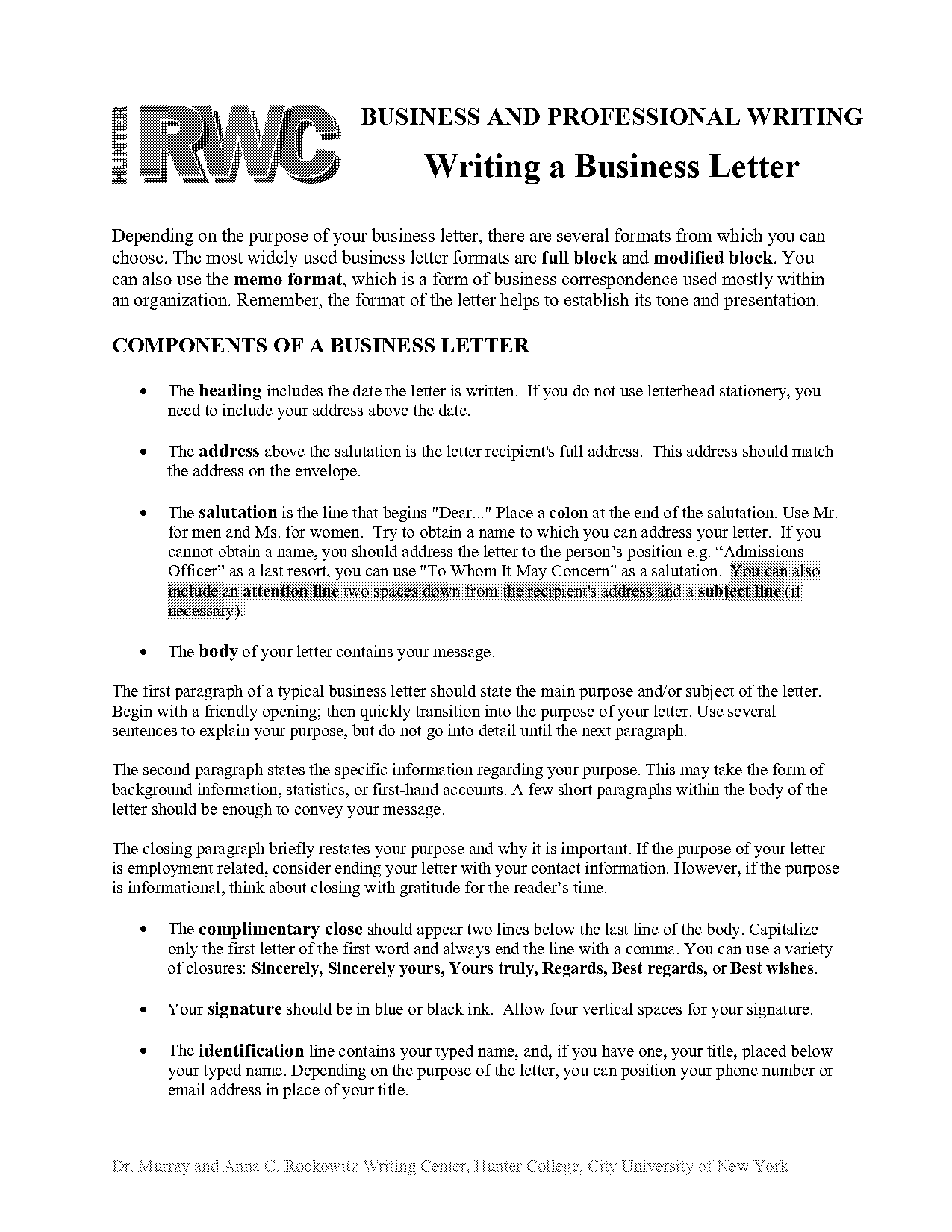 example of business letter complaint