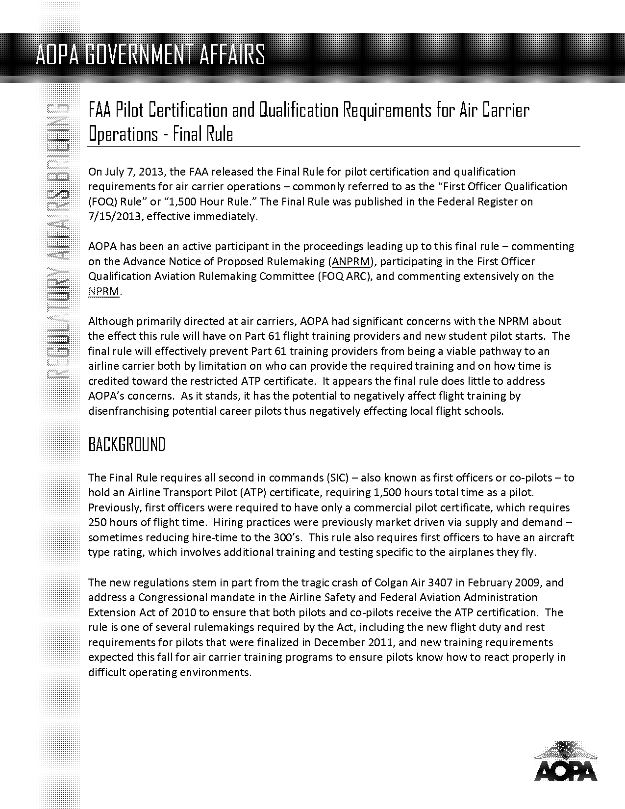 faa atp minimum requirements